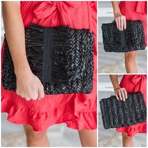 Mud Pie | NWOT Grosgrain Fringe Clutch
